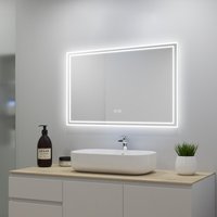 SKY - Bathroom Mirror with led Lights and Demister Touch Sensor Wall Mounted Bathroom Mirrors Vanity Mirror - 800x600mm Bluetooth+Dimmable 3 Colour