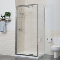 NRG - Bathroom Pivot Shower Door Enclosure Cubicle Reversible Screen with Side Panel 900 x 1000mm
