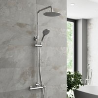 Bathroom Shower Mixer Thermostatic Set Twin Head Chrome Round Set