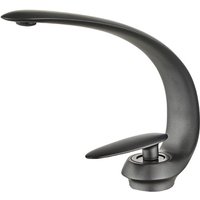 Bathroom Sink Faucets Brass Sink Mixer Tap Single Hole Vanity Crane Lavatory Art Sink Faucet, Gray