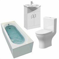 Affine - Bathroom Suite Bath 1700 Single Ended Straight Basin Sink Vanity Unit Toilet wc