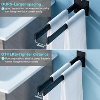 Bathroom Towel Rack, Wall Mounted Towel Rack for Bathroom or Kitchen, Self-Adhesive Black Towel Rack in Stainless Steel 40cm