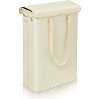 (Beige) 45 Litre Slimline Foldable Laundry Hamper with Lid - Extra Large Capacity Laundry Hamper - 39x19x60cm - Narrow Laundry Hampers