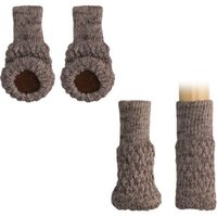 Beige 4X Furniture Leg Socks - Set of 4X Chair Table Stool Leg Protectors - Acrylic Floor Pads Chair Socks