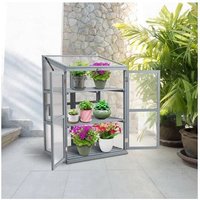Birchtree - Wooden Frame Greenhouse Outdoor Large Plants Growhouse Openable Roof Doors Grey