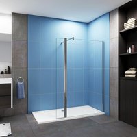 Biubiubath - 800x2000mm Walk In Wet Room Shower Easyclean Glass Enclosure Screen with Flipper Panel