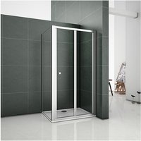 Biubiubath - 760x800x1900mm Framed Bifold Shower Enclosure with 800x760mm Shower Tray