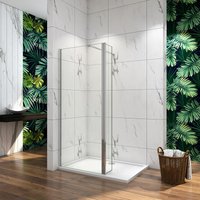 Biubiubath - Walk in 1100x1900mm Shower Screen Wet Room Enclosure 8mm Easyclean Glass with Flipper Side Panel