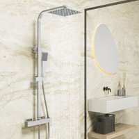 Biubiubath 20cm Square Chrome Thermostatic Mixer Shower Set Exposed