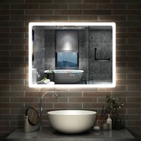 Biubiubath - Bluetooth Bathroom led Mirror with 3 Colour led Lights 800x600mm Wall Mounted Smart Bathroom Mirror with led Lights Demister Pad