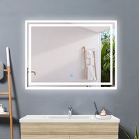 Biubiubath - Illuminated Bathroom led Mirror with 3 Lighting Modes 600x500mm Wall Mounted Bathroom Mirror with Demister Pad+Touch Switch