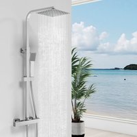 Biubiubath Bathroom Mixer Shower Thermostatic Set Square Rainfall Head Handset Chrome