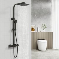 Biubiubath - Bathroom Square Thermostatic Mixer Shower Matt Dual Head Rainfall Head Handset