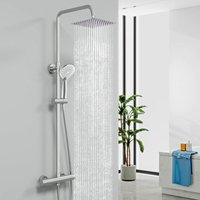 Biubiubath Bathroom Thermostatic Mixer Shower Set Chrome Exposed Twin Head Valve