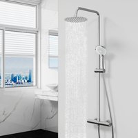 Biubiubath Modern Bathroom Thermostatic Mixer Shower Set Round Chrome