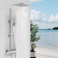 Biubiubath Square Thermostatic Exposed Twin Head Mixer Shower Set Chrome