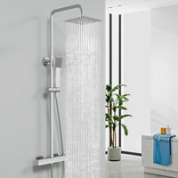 Biubiubath Thermostatic Mixer Shower Bathroom Rainfall Dual Head Handset Chrome