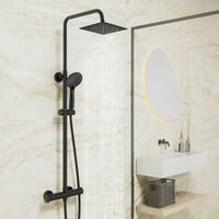 Biubiubath - Thermostatic Mixer Shower Set Square Matt Twin Head Exposed Bar
