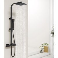 Biubiubath - Thermostatic Mixer Shower Square Matte Black Twin Head Exposed Set
