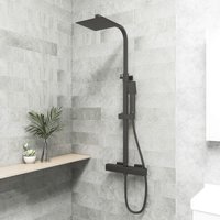 Thermostatic Mixer Shower Set Exposed Vavle Square Black Cool Touch Exposed Valve - Biubiubath