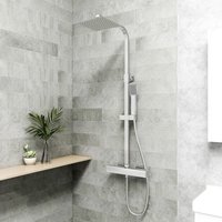 Biubiubath - Thermostatic Mixer Shower Set Exposed Vavle Square Chrome Cool Touch Exposed Valve