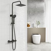Biubiubath - Thermostatic Twin Head Mixer Shower Set Square Bar Chrome Exposed Valve