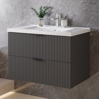 Biubiubath Wall Hung 800mm Bathroom Vanity unit with Basin 2 Soft-close Drawers Matt Grey