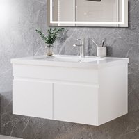 Biubiubath Wall Hung 800mm Bathroom Vanity unit with Basin Soft-close Doors Matt White