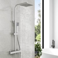 Biubiubath - Biubuibath Exposed Thermostatic Mixer Shower Valve Set Chrome Square Bar Kit