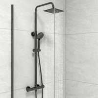 Biubiubath - Biubuibath Mixer Shower Square Exposed Matte Black Thermostatic Twin Head Set