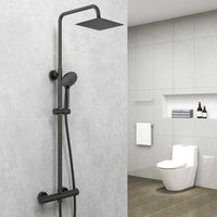 Biubiubath - Biubuibath Mixer Shower Square Set Matte Black Thermostatic Dual Head Set