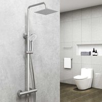 Biubiubath - Biubuibath Mixer Shower Square Set Chrome Thermostatic Dual Head Set