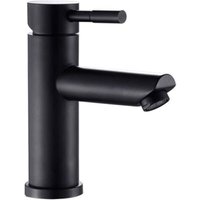 Black Bathroom Faucet, Stainless Steel Basin Mixer for counter-top and small washbasins, round spout, adjustable hot and cold water