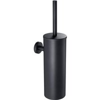 Black Hanging Toilet Brush with Brush Holder, 304 Stainless Steel Toilet Broom with Long Handle, Toilet Brush with Antibacterial Brush Holder