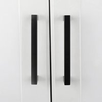 Black kitchen cabinet handle, 128 mm center-to-center distance, stainless steel cabinet handle, suitable for kitchen cabinet doors, 2 pieces