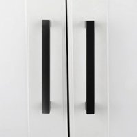 Black kitchen cabinet handle, 160 mm center-to-center distance, stainless steel cabinet handle, suitable for kitchen cabinet doors, 2 pieces