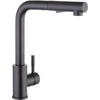 Black Kitchen Faucet with Pull-Out Spray, Kitchen Mixer Tap with Pull-Out Spray, Brushed 304 Stainless Steel Kitchen Faucet, 360° Rotating Sink Mixer