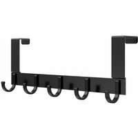Cyslmuk - Black Stainless Steel Jacket Hook, 5 Hook Door Bedroom Bathroom Kitchen Door Coat Hook