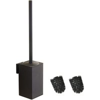 Ikodm - Black Stainless Steel Toilet Brush, Square Toilet Brush Holder (Black)