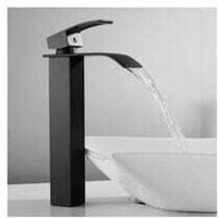Black Waterfall Faucet with High Spout, Single Hole Basin Mixer Tap with Copper Lever, Hot and Cold Water Mixer Tap for Bathrooms