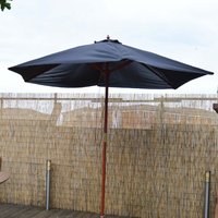 2.3m Wooden Garden Parasol 38mm Shaft and Pulley - Black