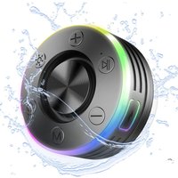 Bluetooth Shower Speaker, IP7 Waterproof, Shower Speaker with Bluetooth Calling, Powerful Suction Cup, LED Light, 360° Stereo Wireless Speaker, 8H