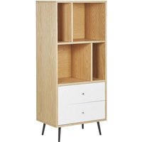 Beliani - Modern Bookcase Bookshelf Storage Unit Drawers Light Oak with White Richmond