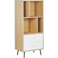 Beliani - Modern Bookcase Bookshelf Storage Unit Drawers Light Wood with White Richmond - Light Wood