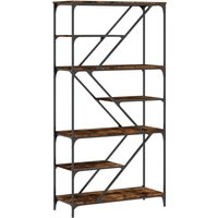 Vidaxl - Bookshelf Smoked Oak 91x36x176 cm Engineered Wood and Steel