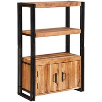 Bookshelf with Doors Brown Solid Acacia Wood and Metal vidaXL