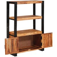 Bookshelf with Doors Brown Solid Acacia Wood and Metal CFW866273