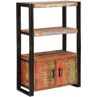 Bookshelf with Doors Brown Solid Reclaimed Wood and Metal CFW599822