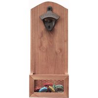 Bottle Opener with Cap Collector, Vintage Wooden Wall Mounted Bottle Opener for Men and Beer Lovers