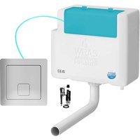 Fnx Bathrooms - Bottom Entry Concealed Toilet Cistern wc with Dual Flush Polished Chrome Square Button - Includes wras Internals & Pipe